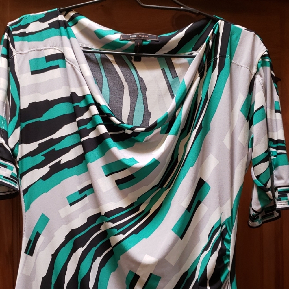 BCBG Maxazria Green Grey Black Dress Size Large